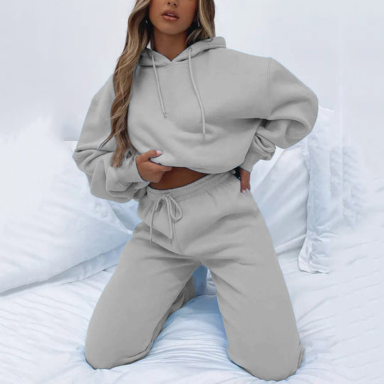 Damen lässiger Kapuzenpullover mit lockerer Passform und bequemen Jogginghosen EB