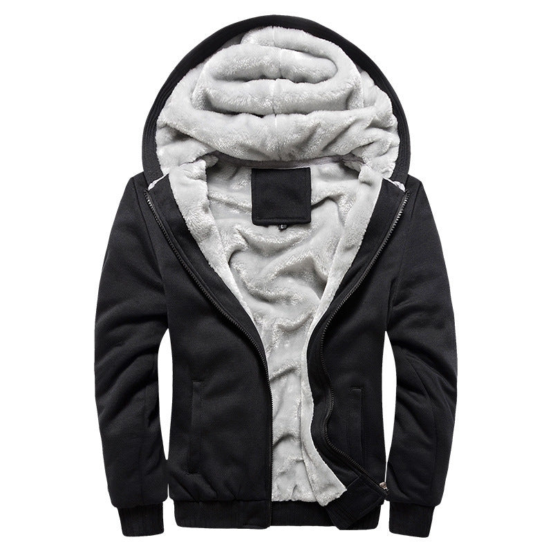 Herren Kapuzenblouson mit dichtem Sherpa-Innenfutter, kontrastierenden Ärmeln und Kordelzug EB