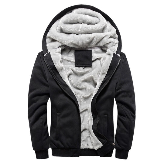 Herren Kapuzenblouson mit dichtem Sherpa-Innenfutter, kontrastierenden Ärmeln und Kordelzug EB