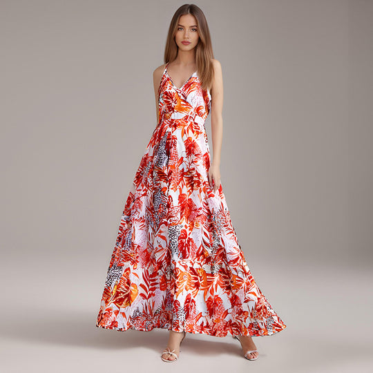 Damen Maxikleid mit elegantem floralem Schnitt EB