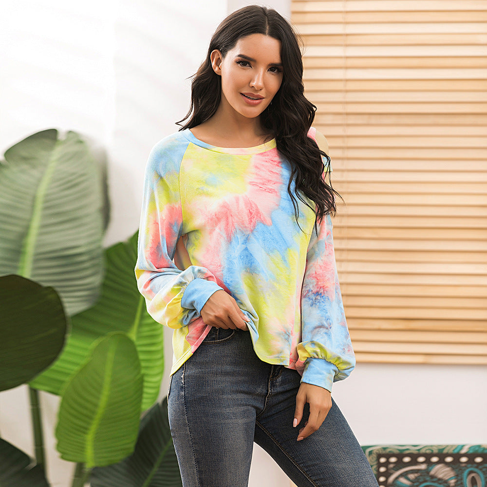 Damen lässiger Kapuzenpullover mit modischem Tie-Dye-Muster EB