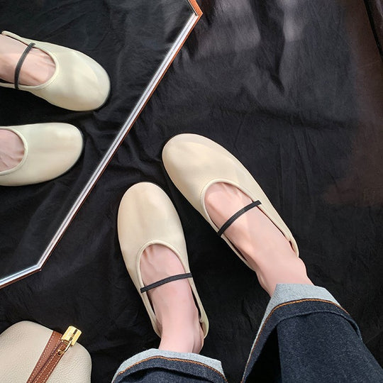 Damen elegante Ballerinas mit modischem Riemchendesign EB
