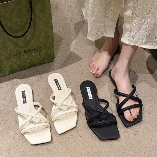 Damen modische Riemchensandalen mit elegantem Samtfinish EB