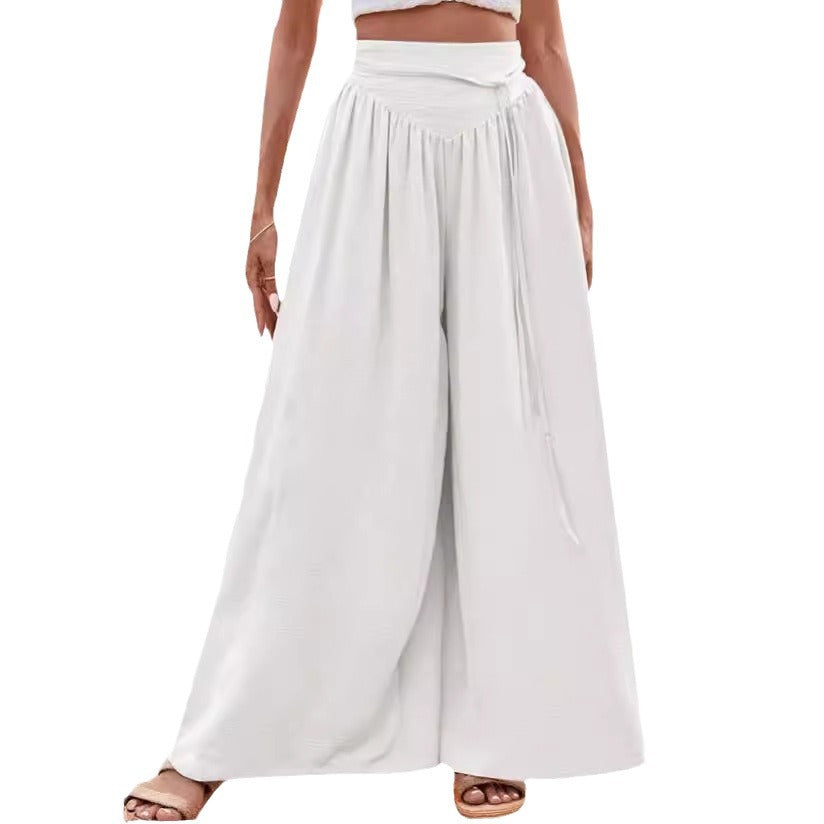 Damen Weite Palazzo-Hose mit elastischem Bund und stylischem Kordelzug EB