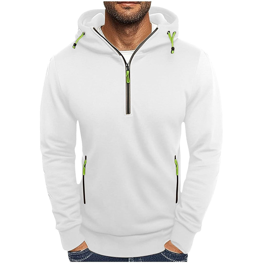 Herren modischer Kapuzenpullover mit zwei Taschen und halbem Reißverschluss EB