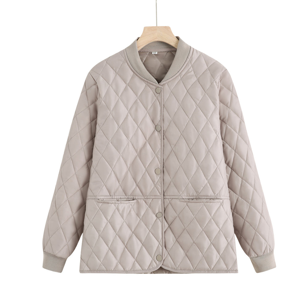 Damen gesteppte Übergangsjacke mit praktischen Taschen und elastischen Bündchen EB