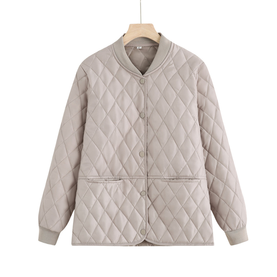 Damen gesteppte Übergangsjacke mit praktischen Taschen und elastischen Bündchen EB
