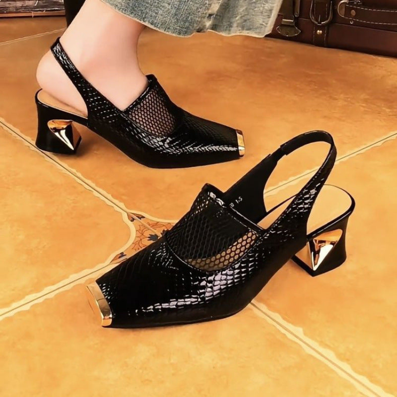 Damen Slingback-Pumps mit luxuriösem Metallic-Detail EB