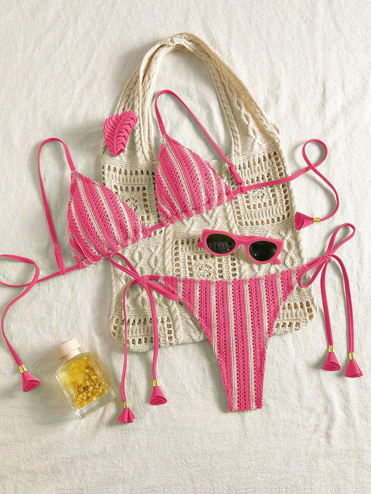 Damen Strappy Bikiniset mit verstellbaren Trägern EB