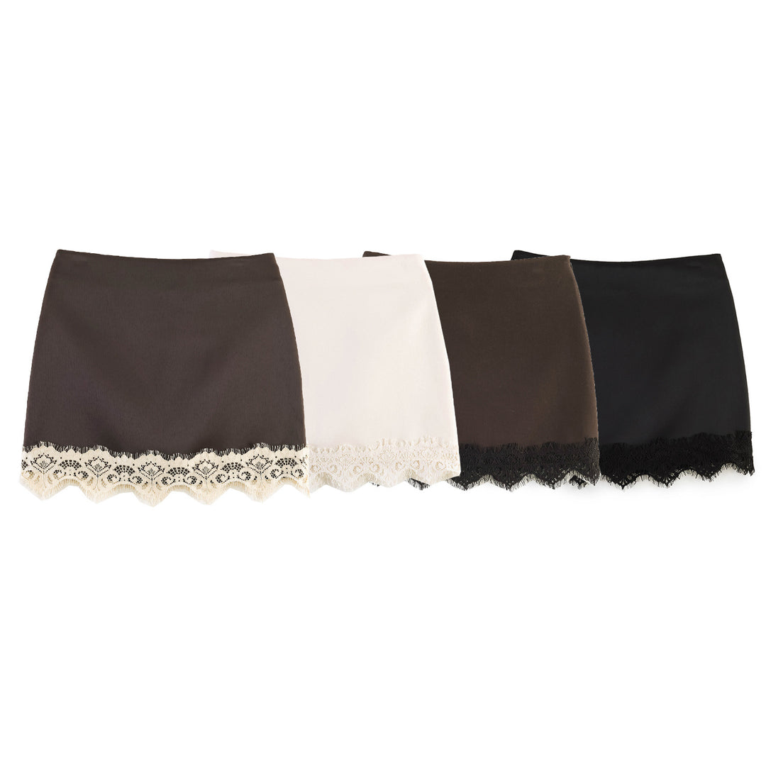 Damen Feiner Rock mit eleganter Spitzenverzierung EB