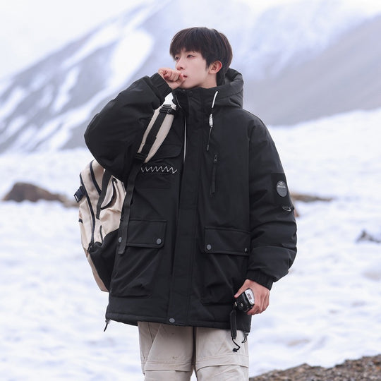Herren isolierte Outdoor-Pufferjacke mit multifunktionalen Taschen und verstellbarem Kapuzensystem EB