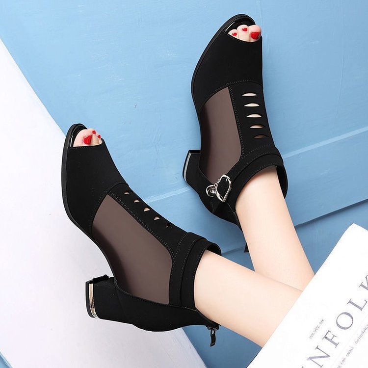 Damen Offene Sandalen im modernen Design mit transparenten Einsätzen EB