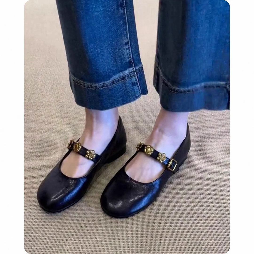 Damen elegante Ballerinas mit modischem Blüten-Akzent EB