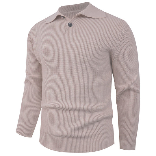 Herren Strickpullover mit modernem Polokragen und funktionalem Knopfverschluss EB