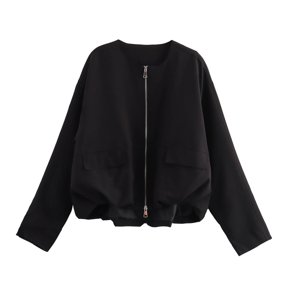 Damen lässige Jacke mit praktischen Taschen und Reißverschluss EB