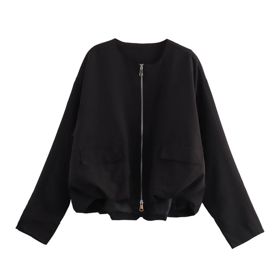 Damen lässige Jacke mit praktischen Taschen und Reißverschluss EB