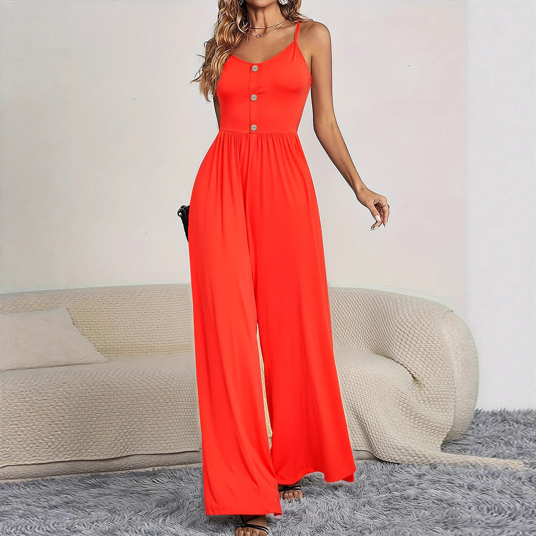 Damen Jumpsuit mit knöpfbarem Oberteil und weitem Bein EB