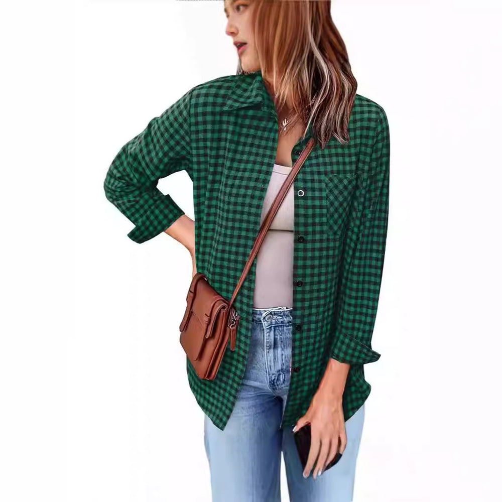 Femme Button-Up Gingham Check Shirt EB