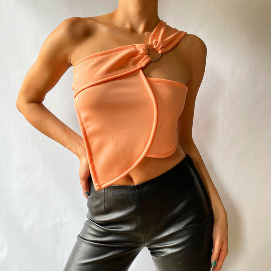 Damen asymmetrisches Trägershirt mit elegantem Ringdetail EB
