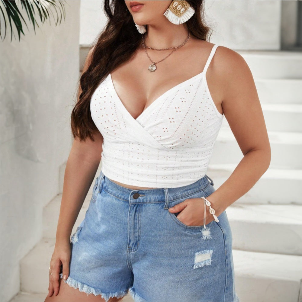 Damen Gesticktes Crop-Top EB