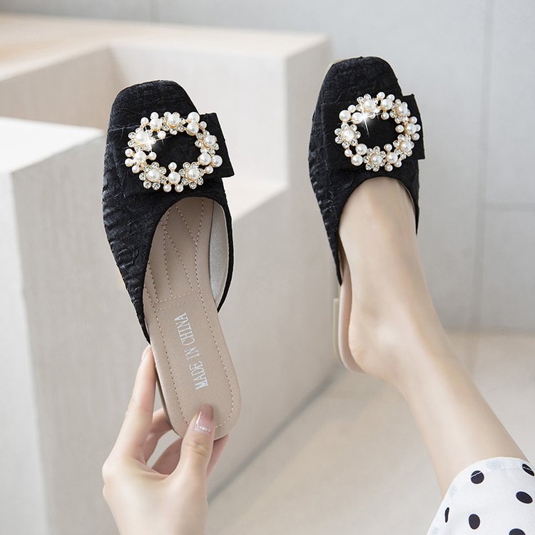 Damen elegante Mules mit Schmuckdetails EB