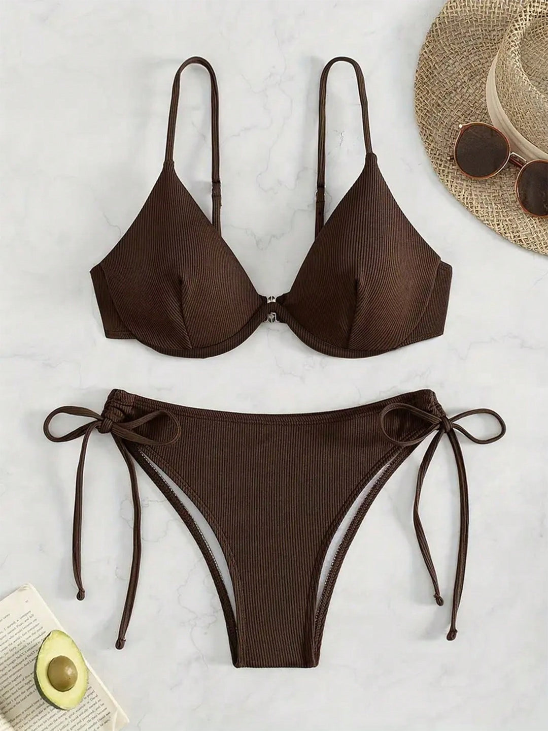 Damen Triangel-Bikini mit verstellbaren Trägern und Seitenschnürungen EB