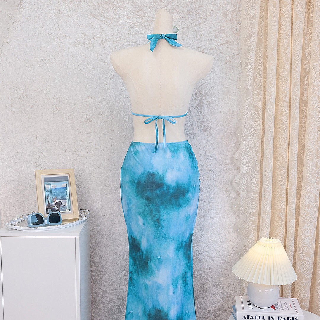 Damen Elegantes Strandkleid mit tiefem Rückenausschnitt EB