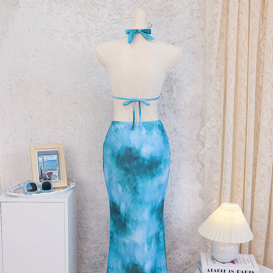 Damen Elegantes Strandkleid mit tiefem Rückenausschnitt EB