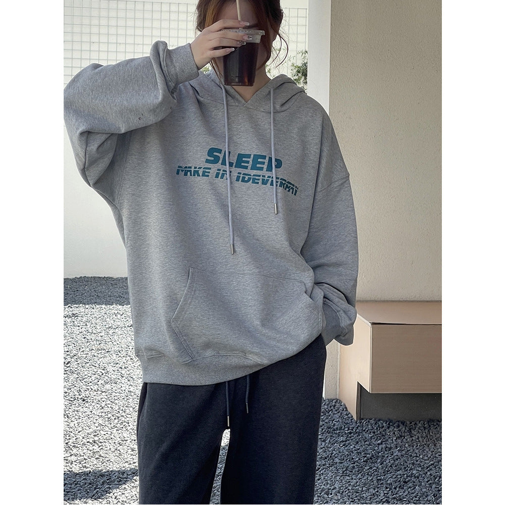Damen Kapuzenpullover mit lässigem Schriftzug und bequemer Passform EB