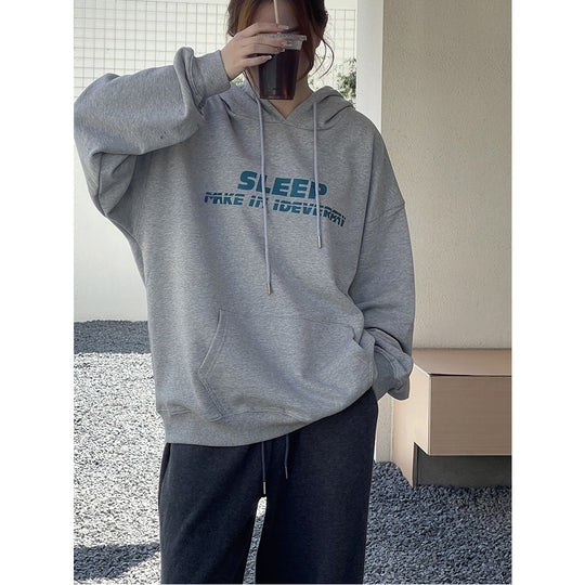 Damen Kapuzenpullover mit lässigem Schriftzug und bequemer Passform EB