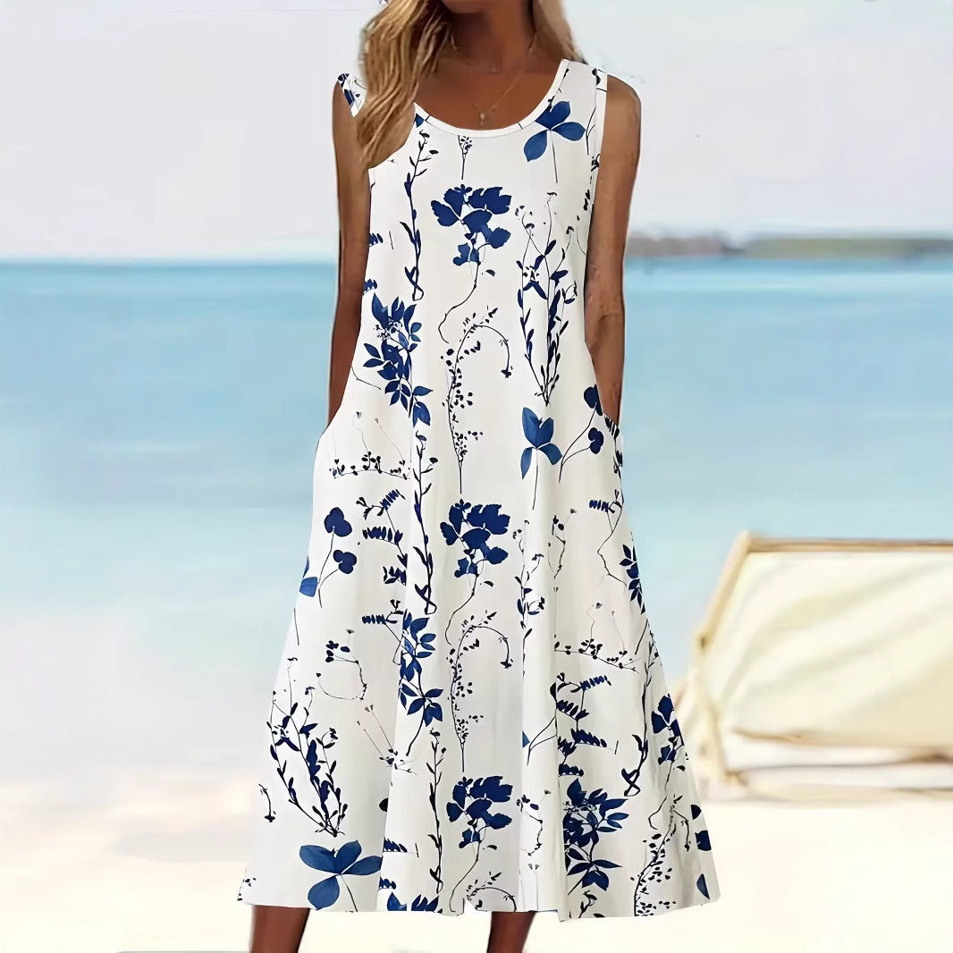 Damen Blumenmuster Sommerkleid EB