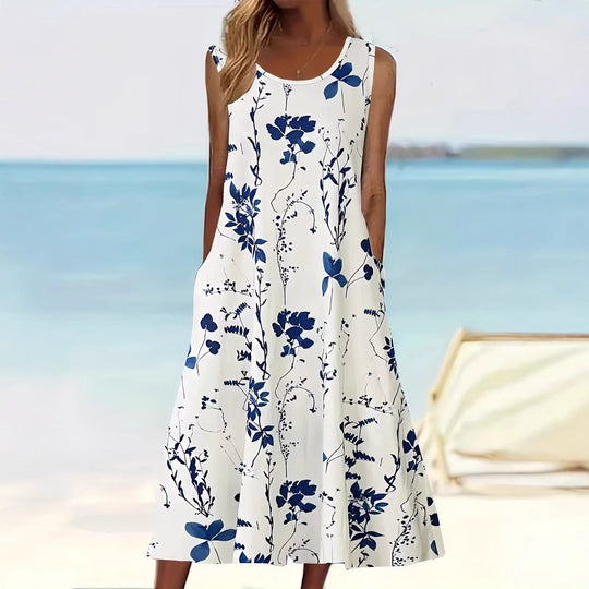 Damen Blumenmuster Sommerkleid EB