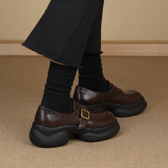 Damen Mokassins mit elegante Schnalle und komfortabler Plattformsohle EB