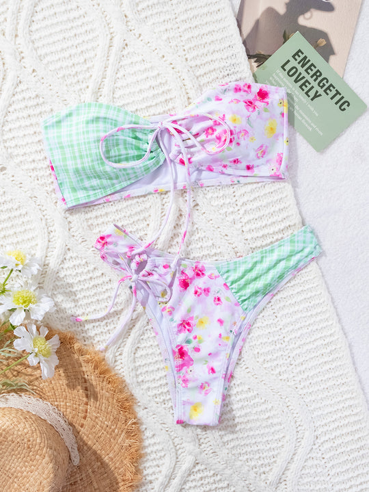 Damen Fröhlicher Blumendruck Bikini EB