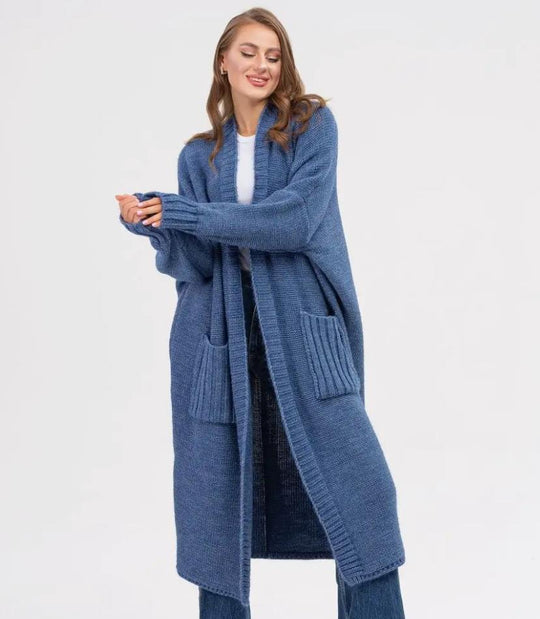 Damen Gemütlicher Strickmantel mit großen Taschen und oversized Schnitt EB