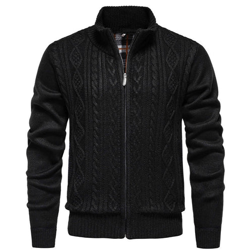 Herren Strickjacke mit hohem Kragen und Reißverschluss EB