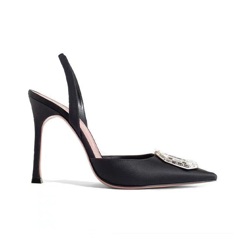 Damen Glamouröse Slingback High Heels mit funkelndem Schmuckdetail EB