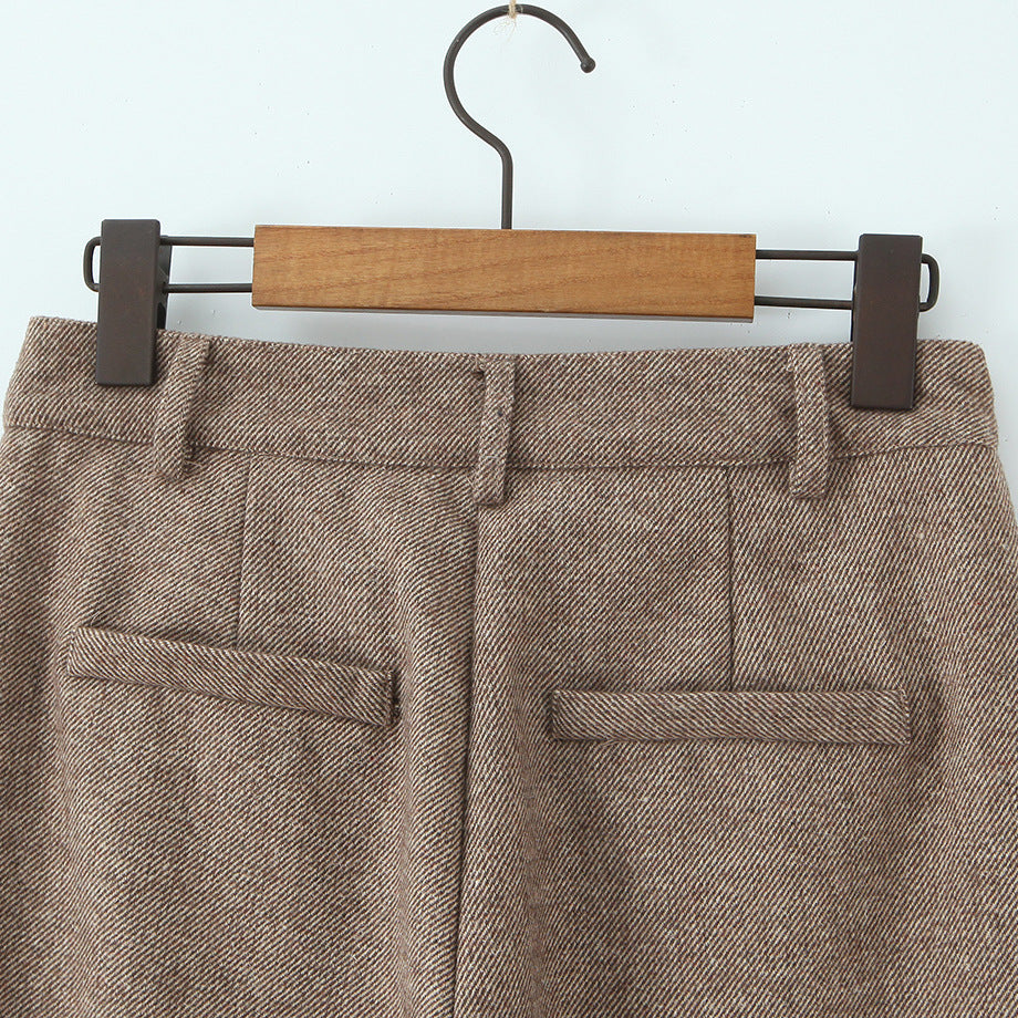 Damen lässige weit geschnittene Stoffhose mit hohem Bund EB