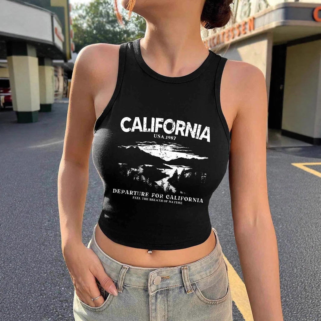 Damen Crop-Top mit kreativem California-Design EB