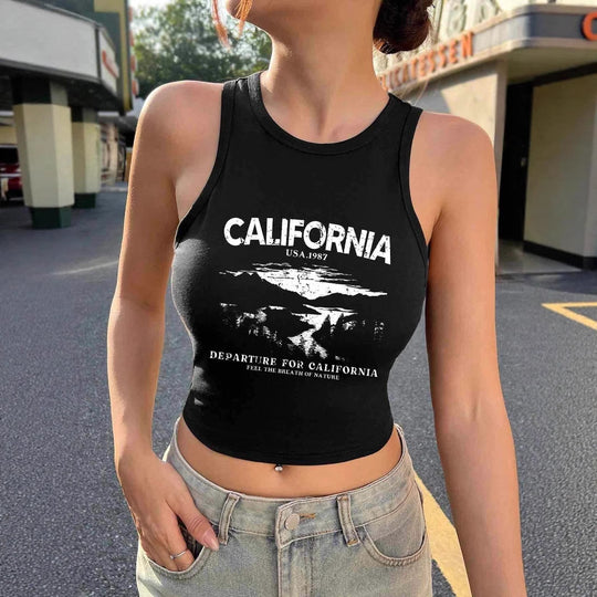 Damen Crop-Top mit kreativem California-Design EB