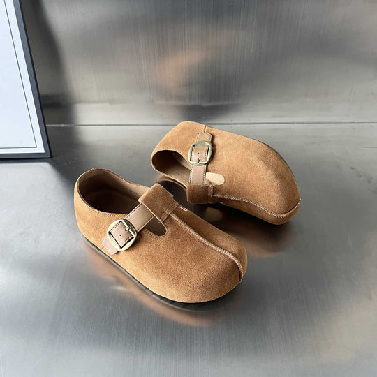 Damen Komfortable Wildleder-Clogs mit verstellbarem Riemen und ergonomischem Fußbett EB