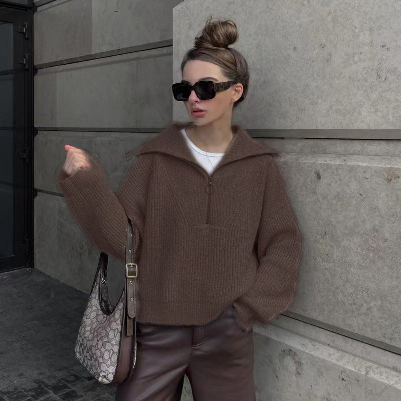EB | Rippstrickpullover mit Reißverschluss Weich und Warm Lässig Schick
