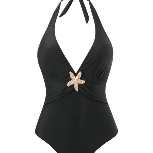 Damen Halterneck Bademode mit transparentem Pareo EB