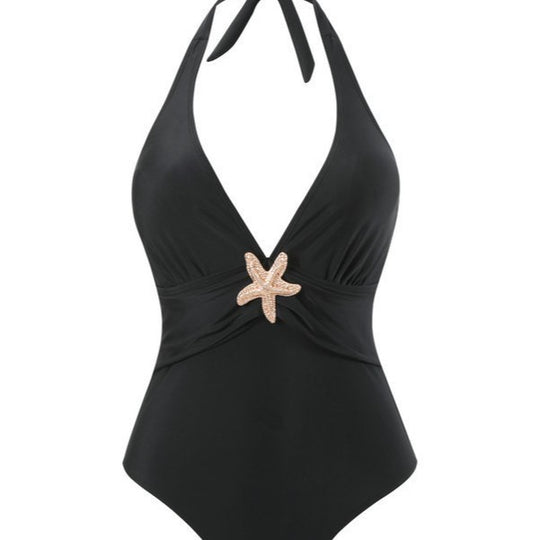 Damen Halterneck Bademode mit transparentem Pareo EB