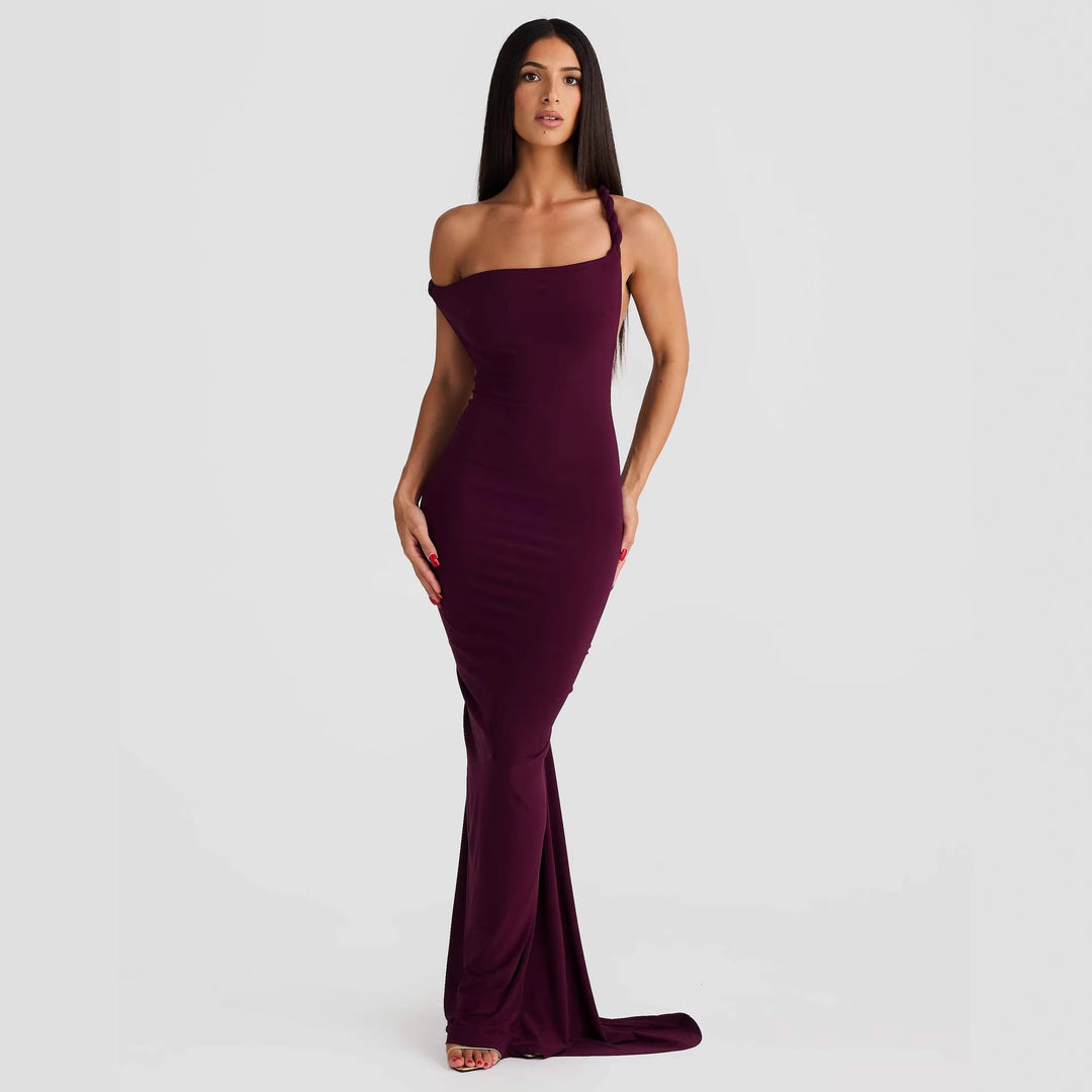 Damen Elegant geschnittenes Abendkleid mit schulterfreiem Design und raffinierten Drapierungen EB