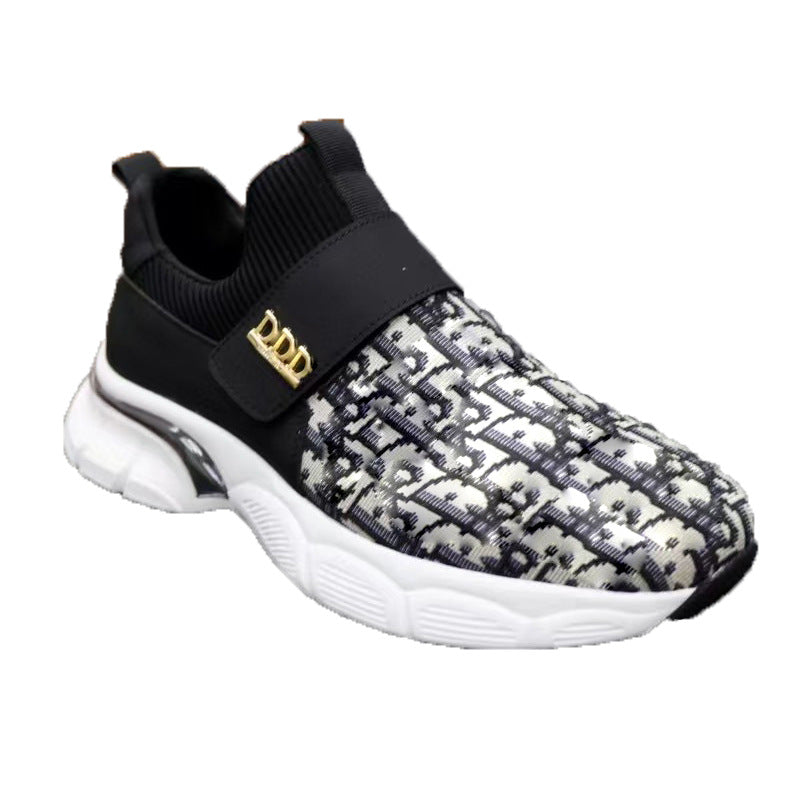Damen Sportliche Slip-On Sneaker mit modischem Oberflächenmuster und elastischem Verschluss EB