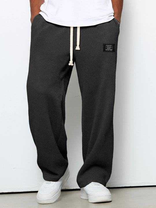 Herren nan lässige Waffelstrick Loungehose mit Kordelzug und geradem Schnitt EB