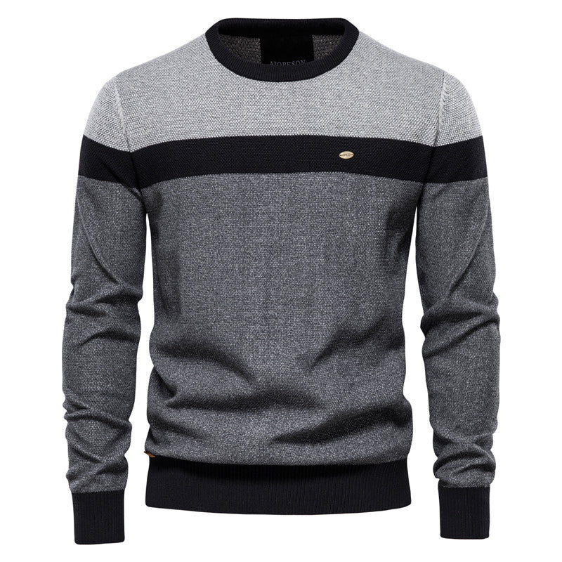 Herren Strickpullover mit modernem Farbblockdesign und feiner Struktur EB