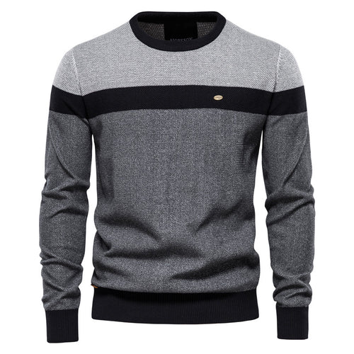 Herren Strickpullover mit modernem Farbblockdesign und feiner Struktur EB