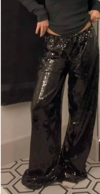 Damen Glitzernde Palazzo-Hose EB